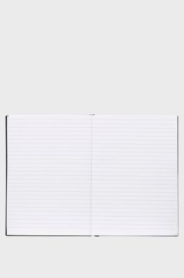 A5 notebook in faux leather with red stripes, Black / Red