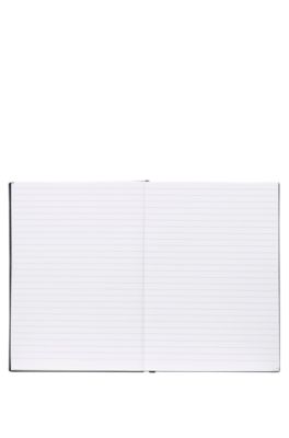 Carnet&nbsp;A5 en similicuir &agrave; rayures jaunes, Noir / Jaune