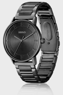 Black-plated watch with tonal dial, Black