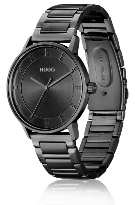 Black-plated watch with tonal dial