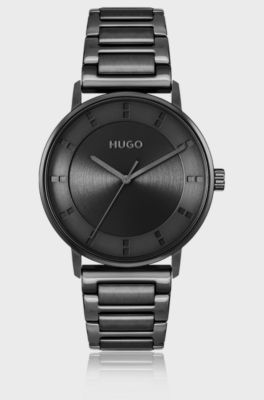 Black-plated watch with tonal dial, Black