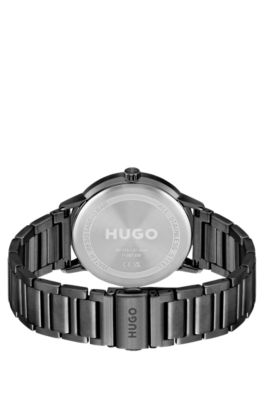 Black-plated watch with tonal dial, Black