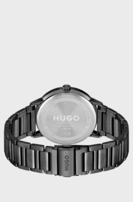 Black-plated watch with tonal dial, Black