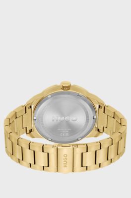Gold-tone watch with olive dial, Gold