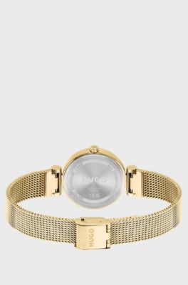 Gold-tone watch with stacked-logo dial, Gold