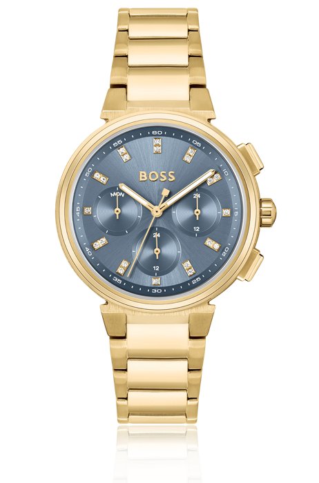 Goudkleurig horloge met kristallen uuraanduidingen, Assorted-Pre-Pack