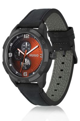 Black-plated watch with gradient dial, Black