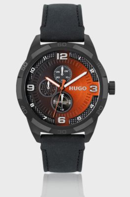 Black-plated watch with gradient dial, Black
