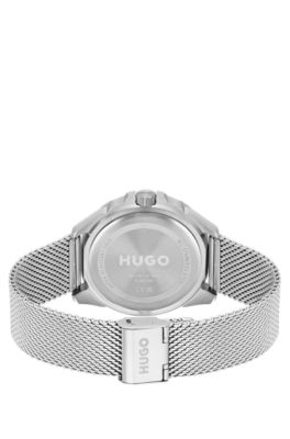 Mesh-bracelet watch with blue dial, Silver