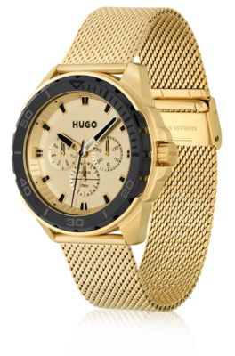Gold-tone watch with mesh bracelet, Gold