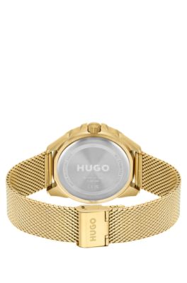 Gold-tone watch with mesh bracelet, Gold