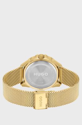Gold-tone watch with mesh bracelet, Gold