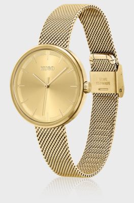 Mesh-bracelet watch with gold-tone dial, Gold