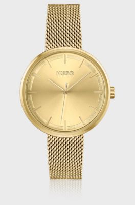 Mesh-bracelet watch with gold-tone dial, Gold