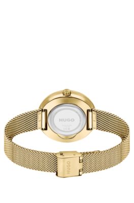 Mesh-bracelet watch with gold-tone dial, Gold