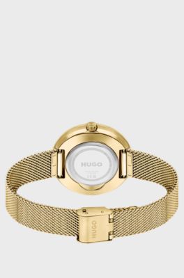 Mesh-bracelet watch with gold-tone dial, Gold