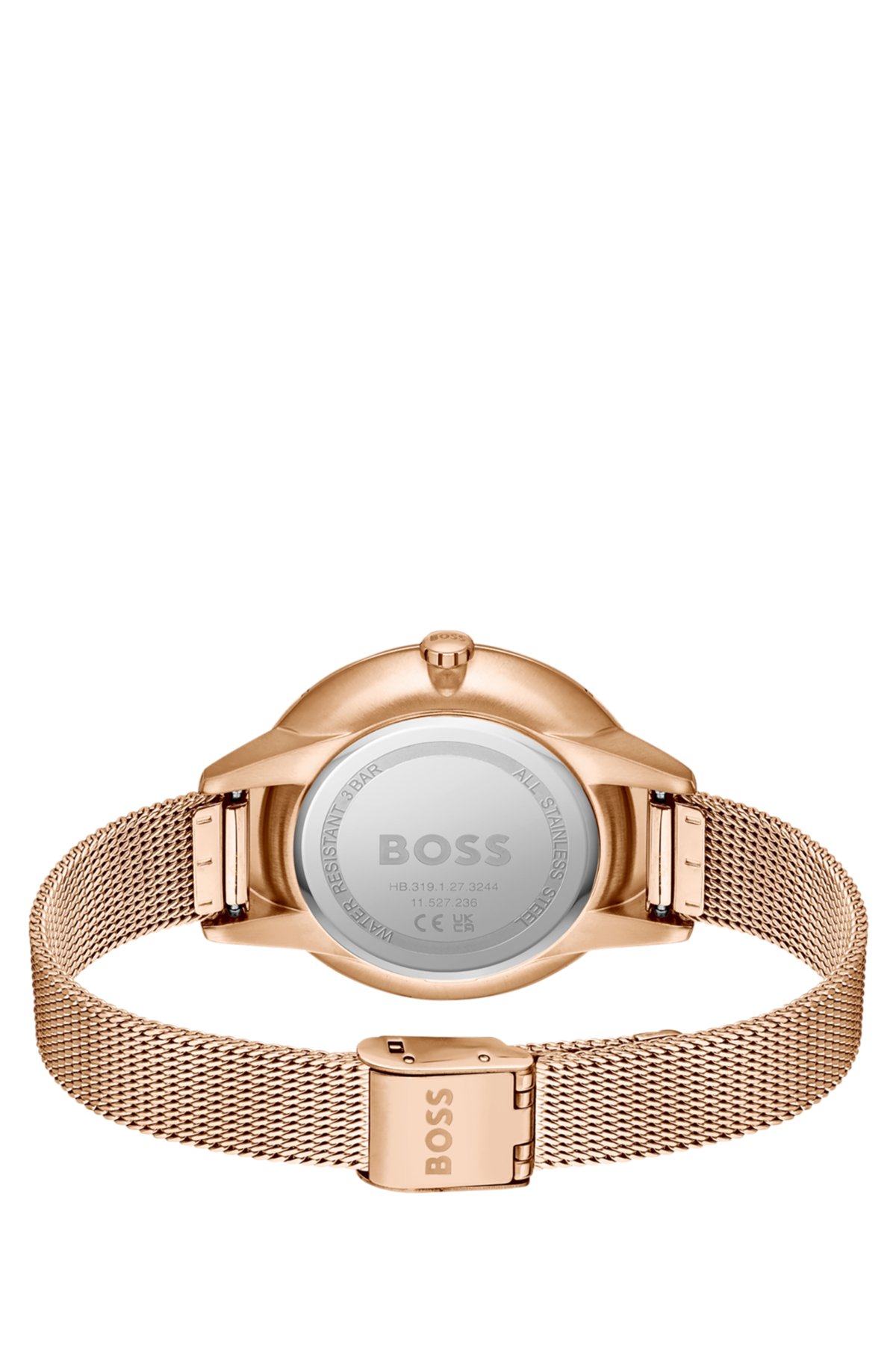 Gold-effect watch with crystal-set bezel, Gold