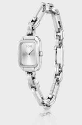 Link-bracelet watch with silver-tone dial, Silver