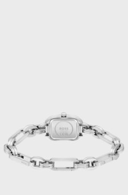 Link-bracelet watch with silver-tone dial, Silver