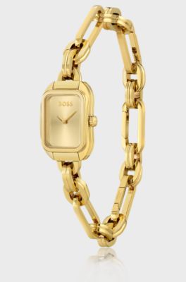 Gold-tone watch with link bracelet, Gold