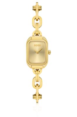 Gold-tone watch with link bracelet, Gold