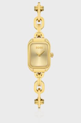 Gold-tone watch with link bracelet, Gold