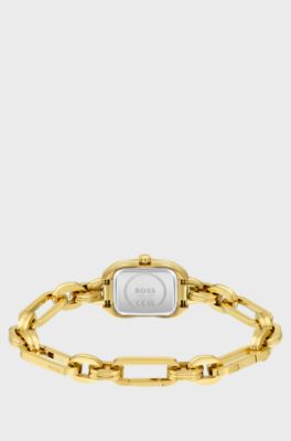 Gold-tone watch with link bracelet, Gold