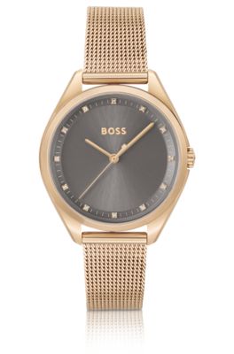 BOSS Gold effect watch with crystal markers