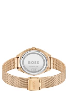 Gold-effect watch with crystal markers, Gold