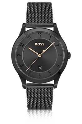 Boss black mesh watch new arrivals