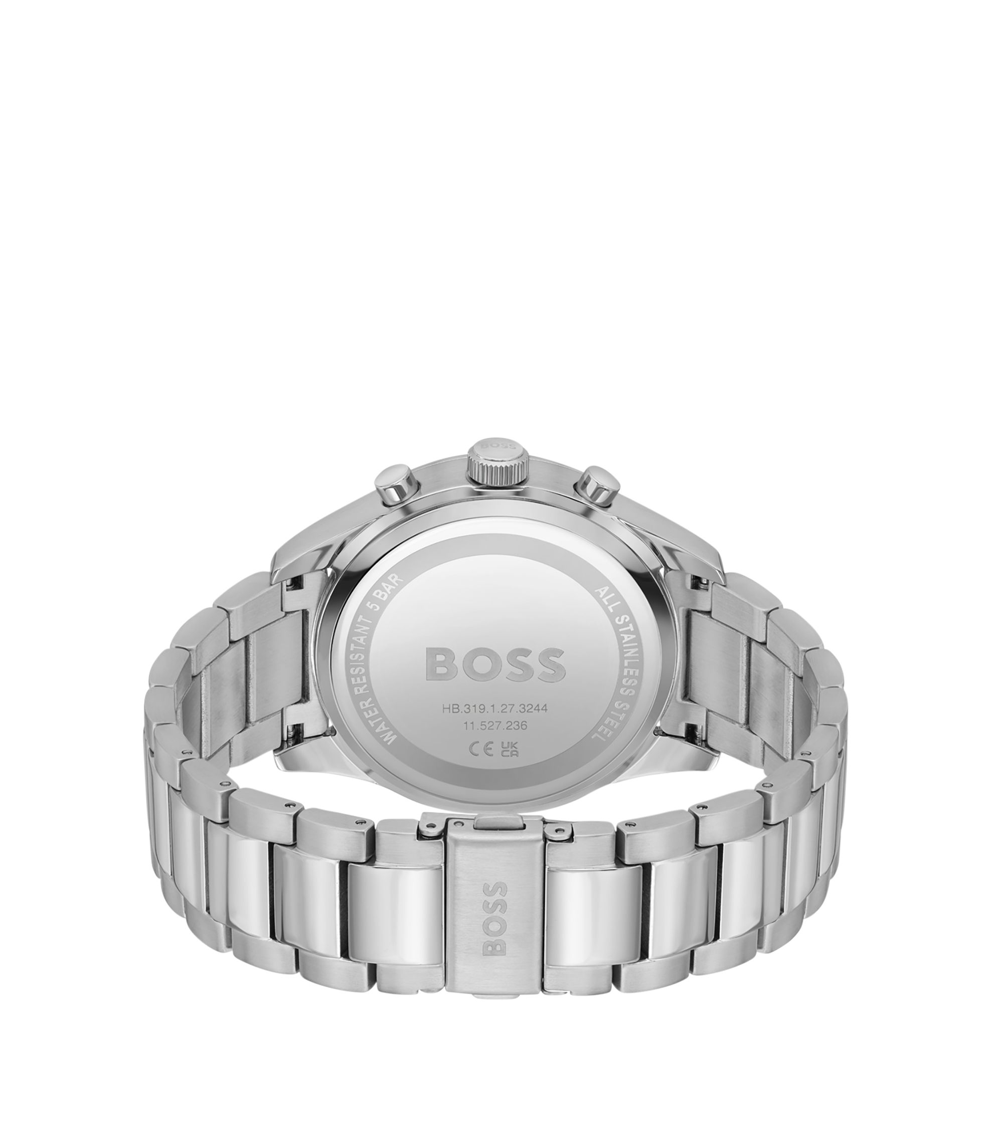 BOSS - Link-bracelet chronograph watch with sandblasted dial - Silver