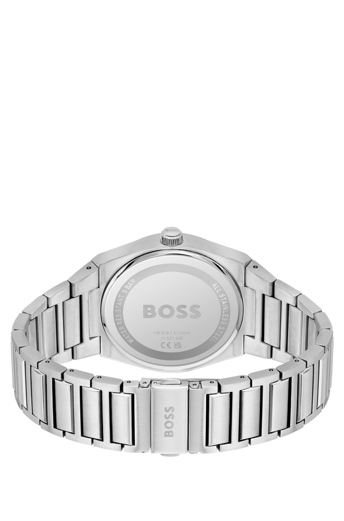 Link-bracelet watch with grey dial, Silver