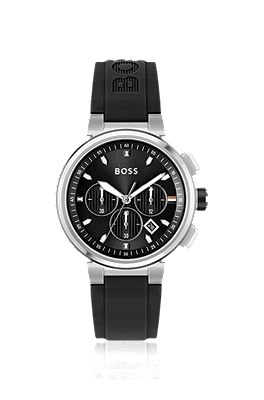 BOSS - Chronograph watch with logo-embossed black strap