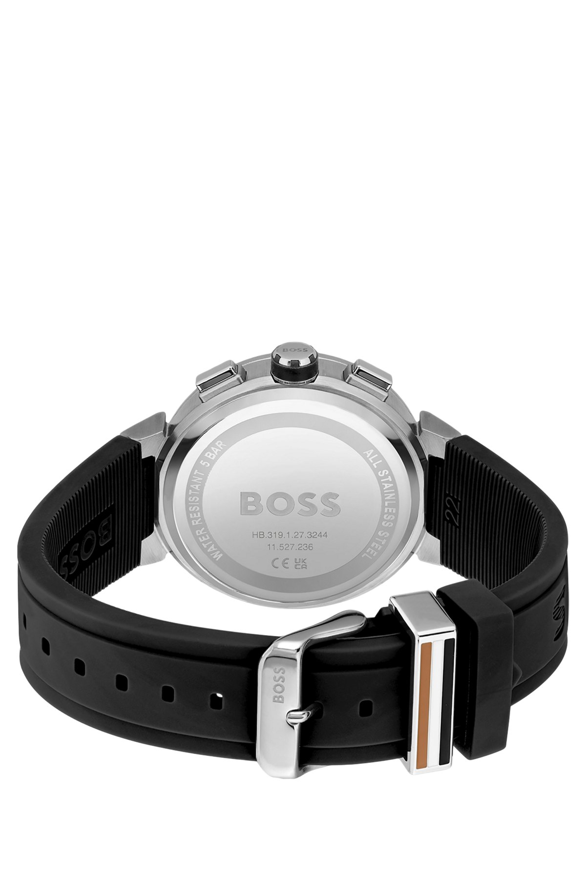Montre chronographe avec bracelet noir à logo embossé, Assorted-Pre-Pack