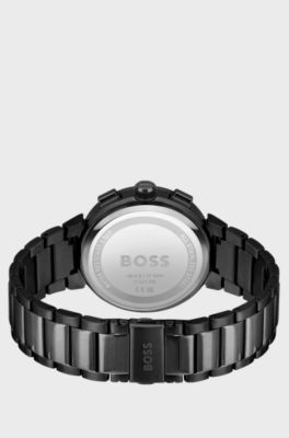 Black-plated chronograph watch with tonal dial, Black