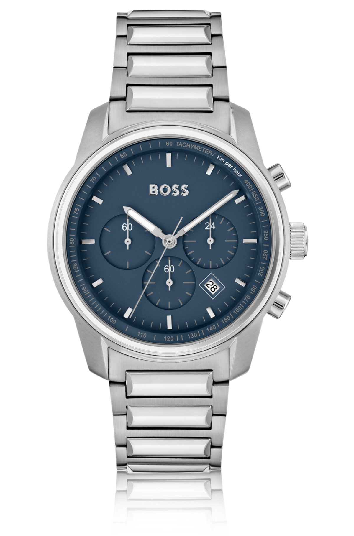 BOSS - Link-bracelet chronograph watch with blue dial