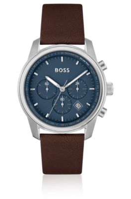 Hugo boss blue leather on sale watch