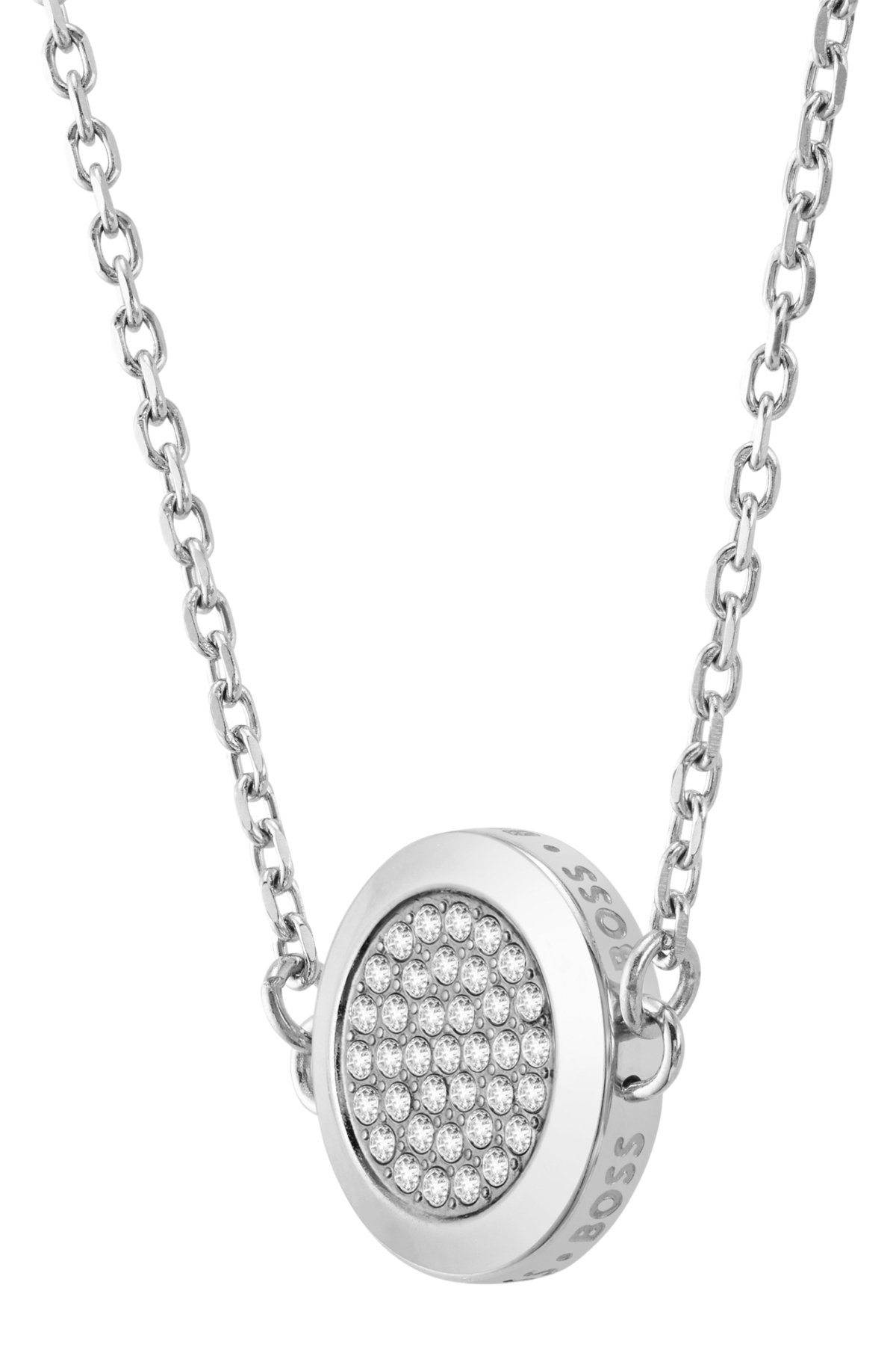 Chain bracelet with pavé-crystal medallion, Silver