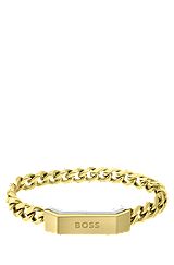 Chain cuff with branded magnetic closure: small, Gold