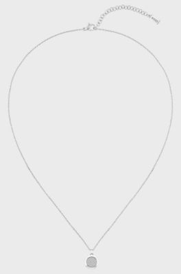 Schakelketting met medaillonhanger van pav&eacute;-kristal, Zilverkleurig