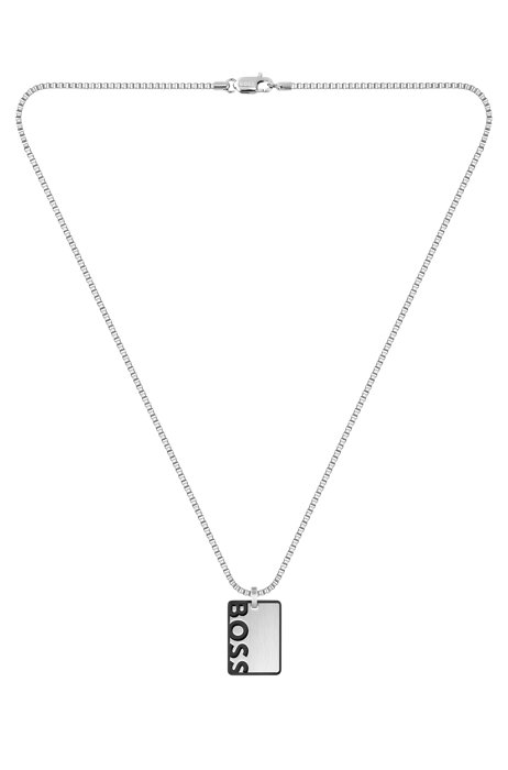 Box-chain necklace with reversible logo pendant, Assorted-Pre-Pack