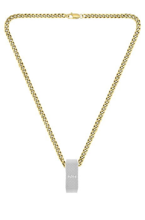 Gold-effect necklace with reversible logo pendant, Assorted-Pre-Pack
