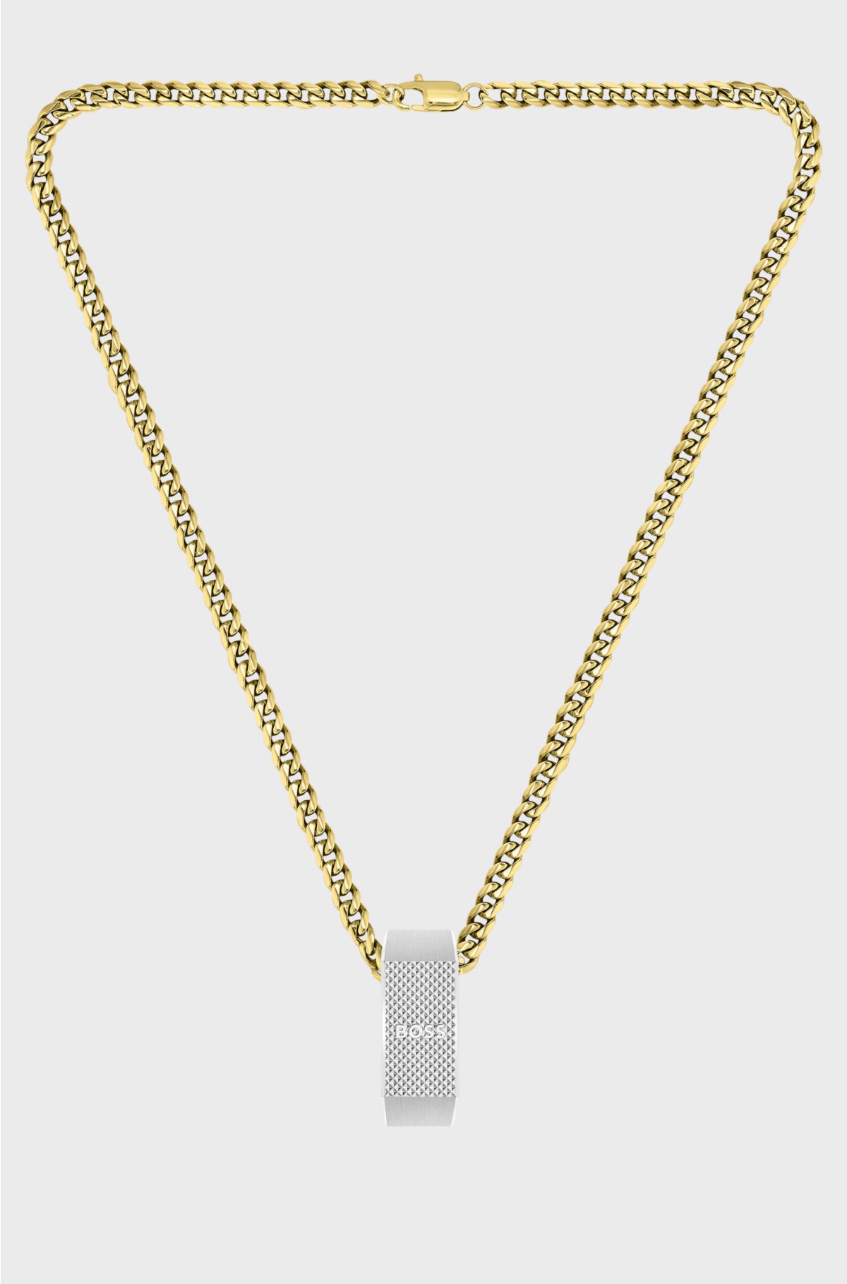 Gold-effect necklace with reversible logo pendant, Gold