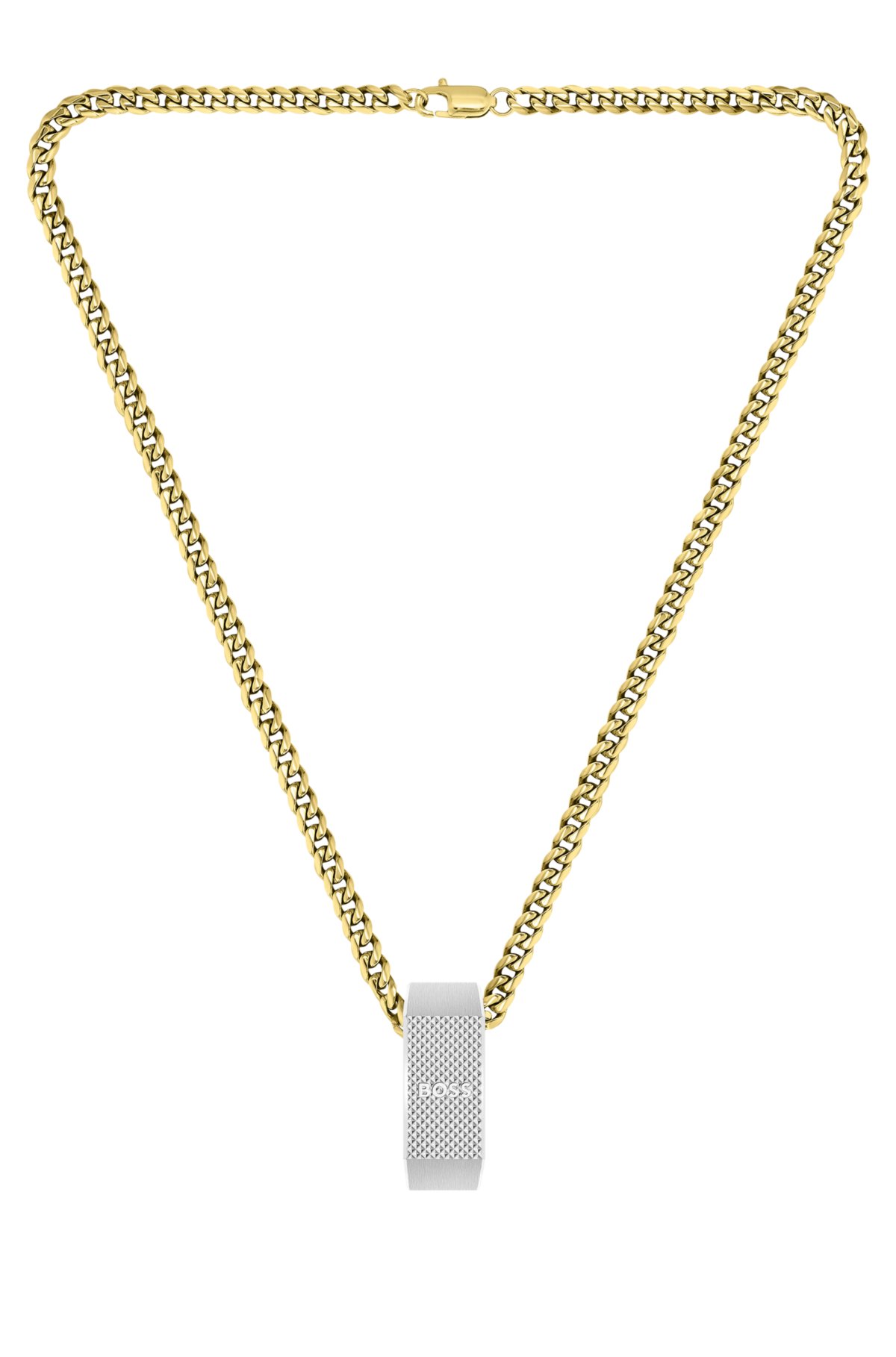 Gold-Optik in BOSS Logo-Anhänger Halskette wendbarem - mit