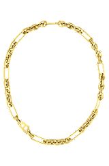 Polished-link necklace with monogram element, Gold