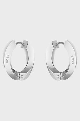Silver-tone twisted hoop earrings, Silver tone