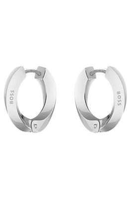 Silver-tone twisted hoop earrings, Silver tone
