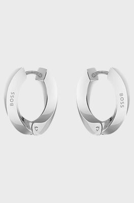 Silver-tone twisted hoop earrings, Silver tone
