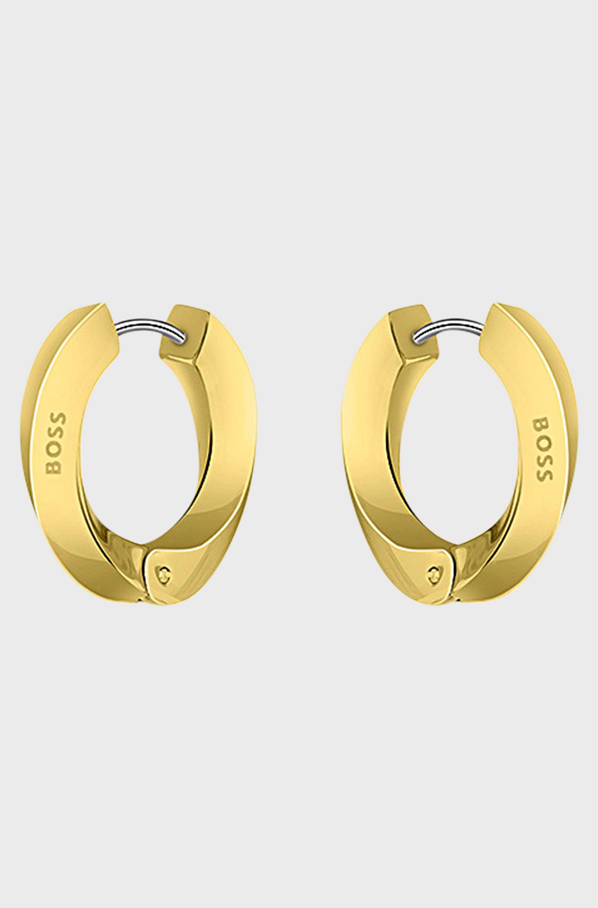 Gold-tone twisted hoop earrings, Gold