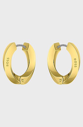 Gold-tone twisted hoop earrings, Gold